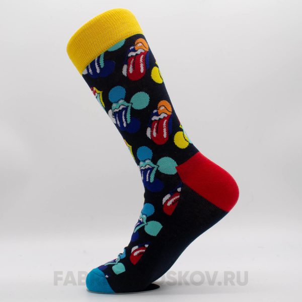 Длинные мужские носки с губами и кругами Длинные мужские носки с губами и кругами