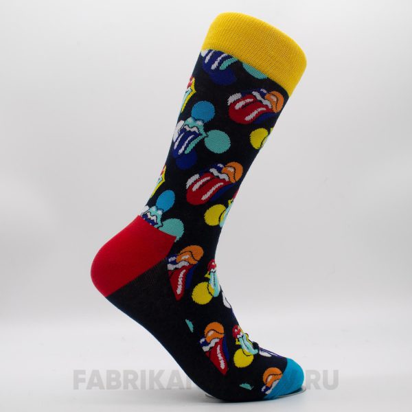 Длинные мужские носки с губами и кругами Длинные мужские носки с губами и кругами
