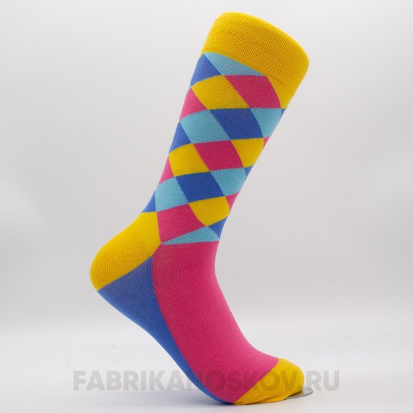 Мужские яркие носки с ромбами Мужские яркие носки с ромбами