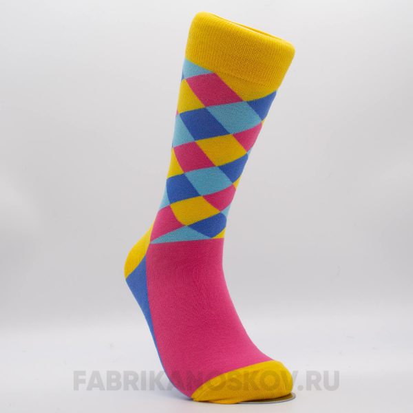 Мужские яркие носки с ромбами Мужские яркие носки с ромбами