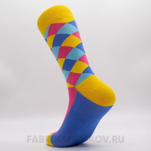 Мужские яркие носки с ромбами