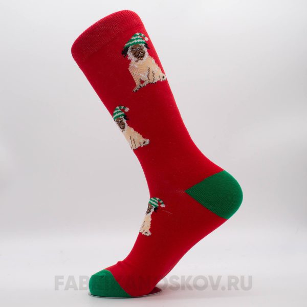 Мужские новогодние носки с мопсом Мужские новогодние носки с мопсом