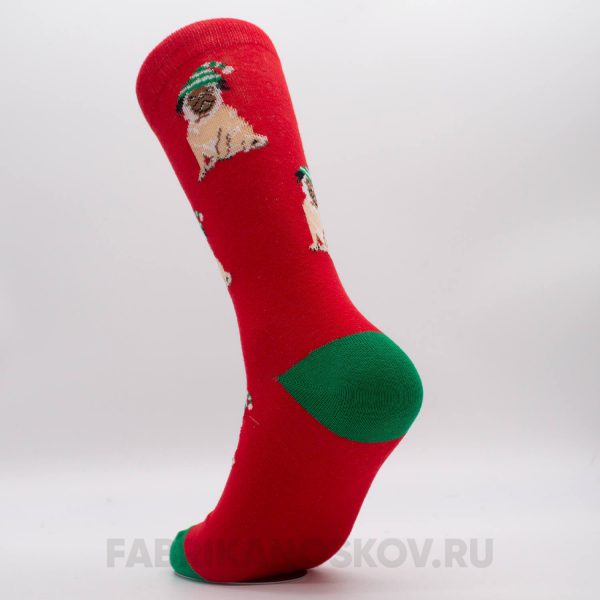 Мужские новогодние носки с мопсом Мужские новогодние носки с мопсом