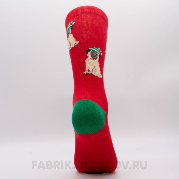 Мужские новогодние носки с мопсом Мужские новогодние носки с мопсом