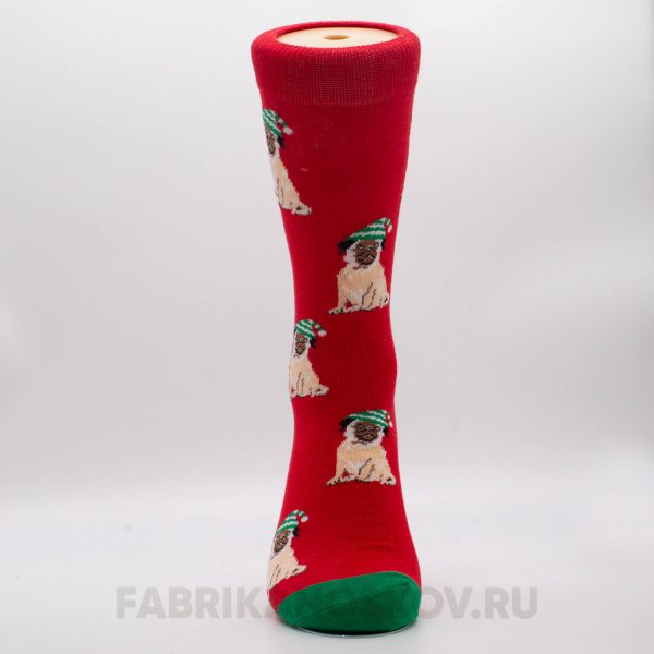 Мужские новогодние носки с мопсом Мужские новогодние носки с мопсом