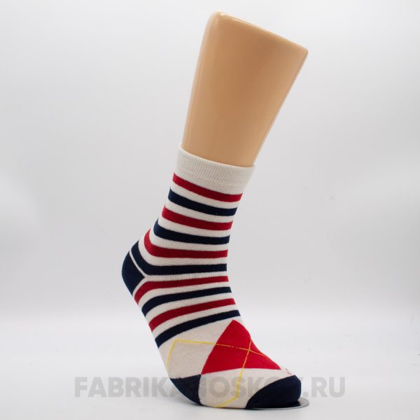 Мужские носки с полосками и ромбами Мужские носки с полосками и ромбами