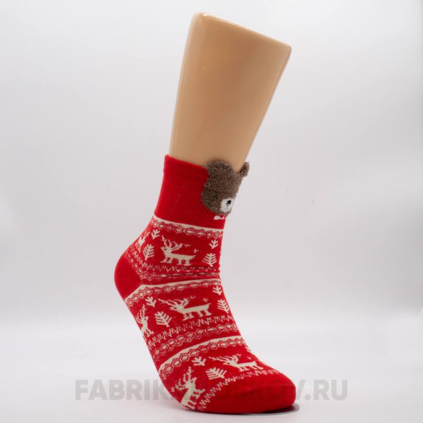 Женские новогодние носки с медведем Женские новогодние носки с медведем