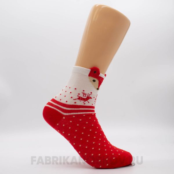 Женские новогодние носки с лисичкой и оленями