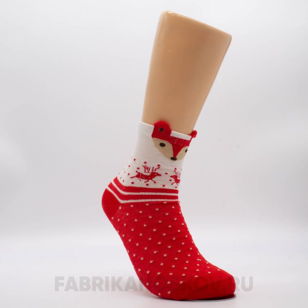 Женские новогодние носки с лисичкой и оленями