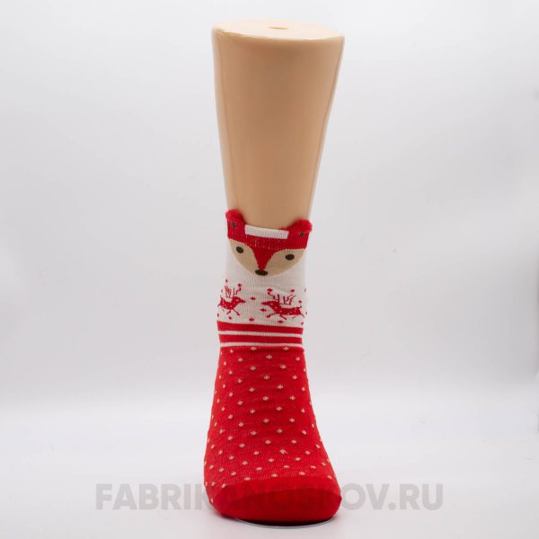 Женские новогодние носки с лисичкой и оленями