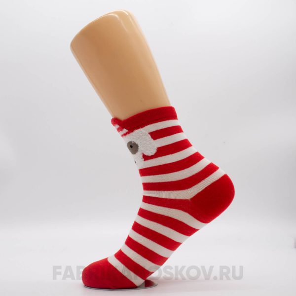 Женские новогодние носки с белой собачкой Женские новогодние носки с белой собачкой