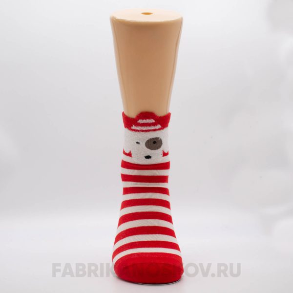 Женские новогодние носки с белой собачкой Женские новогодние носки с белой собачкой