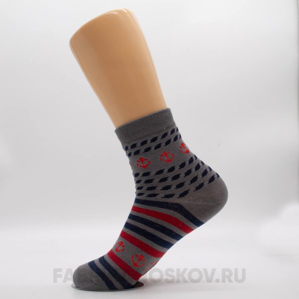 Мужские носки с полосками и якорями Мужские носки с полосками и якорями