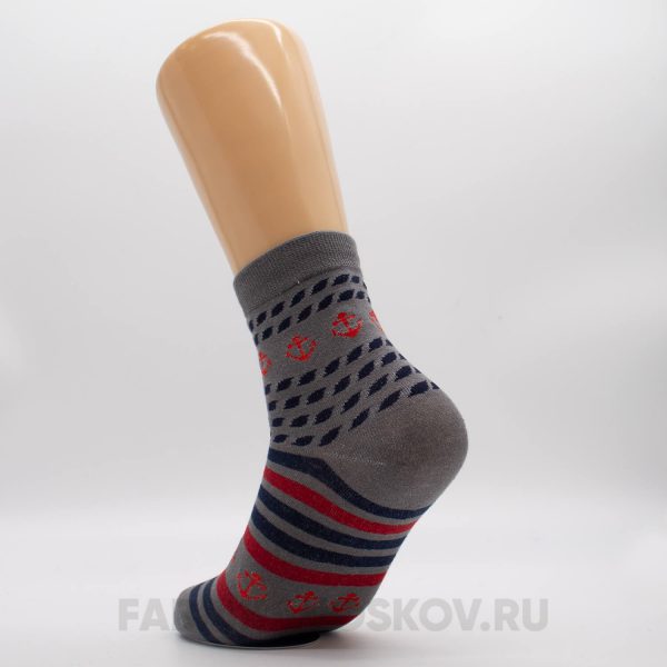 Мужские носки с полосками и якорями Мужские носки с полосками и якорями