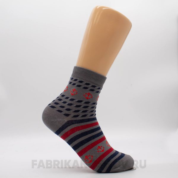 Мужские носки с полосками и якорями Мужские носки с полосками и якорями