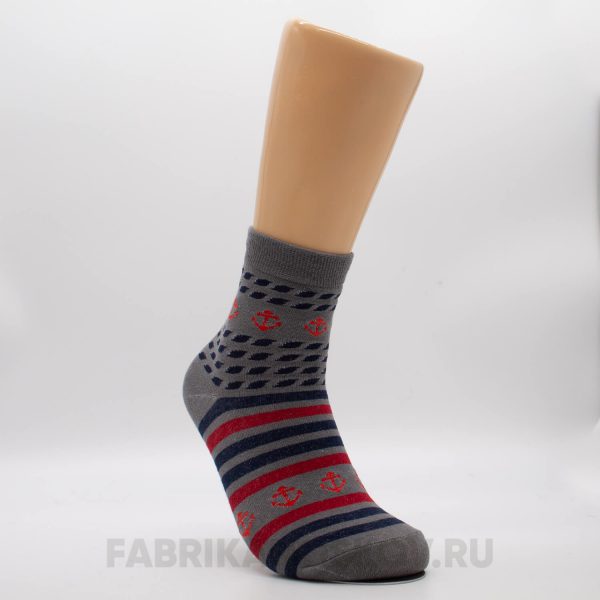 Мужские носки с полосками и якорями Мужские носки с полосками и якорями