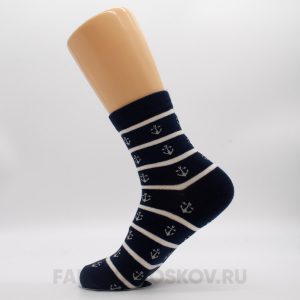 Женские носки в белую полоску с якорями