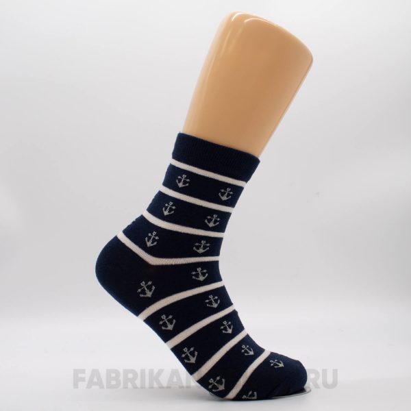 Мужские носки в белую полоску с якорями