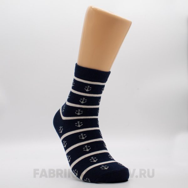 Мужские носки в белую полоску с якорями