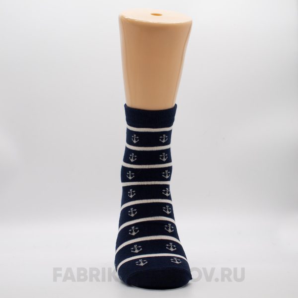Мужские носки в белую полоску с якорями
