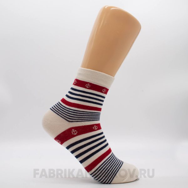 Мужские носки в полоску с якорями Мужские носки в полоску с якорями