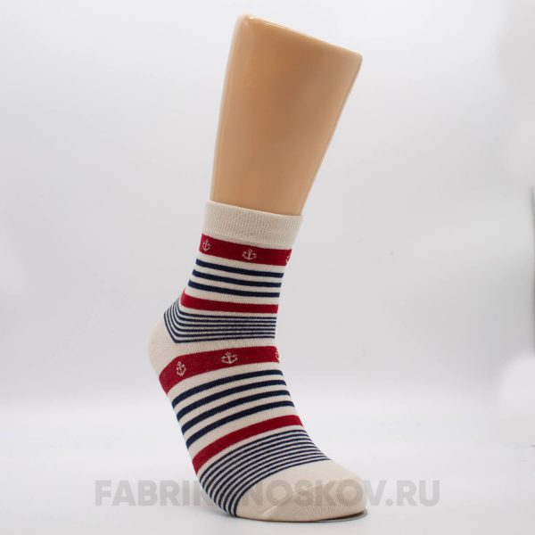 Мужские носки в полоску с якорями Мужские носки в полоску с якорями