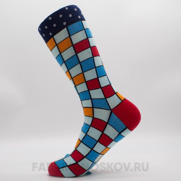 Высокие мужские носки с квадратами Высокие мужские носки с квадратами