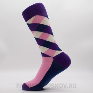 Мужские носки с ромбами разных цветов