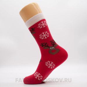 Мужские носки со снежинками и оленем