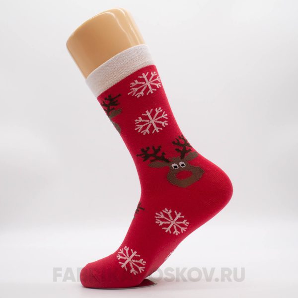Мужские носки со снежинками и оленем