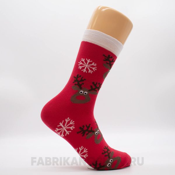 Мужские носки со снежинками и оленем