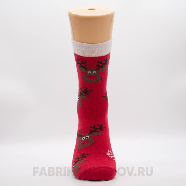 Мужские носки со снежинками и оленем