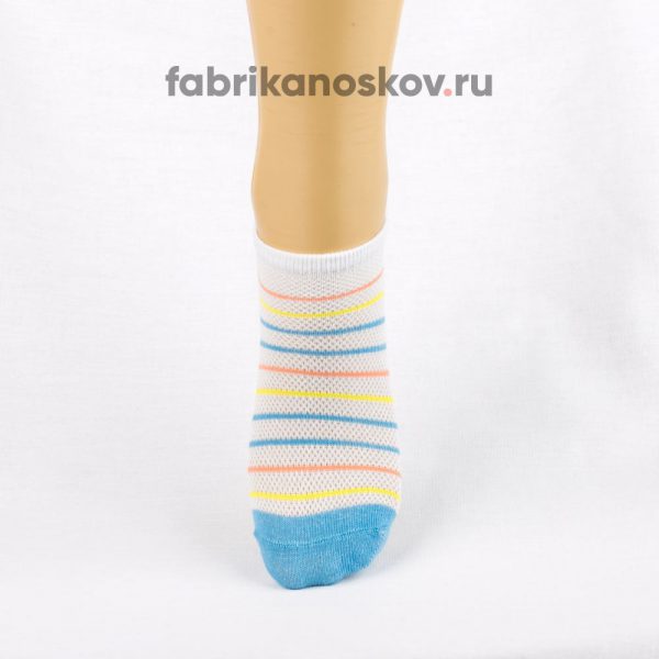 Короткие детские носки с полосками и мыском разных цветов