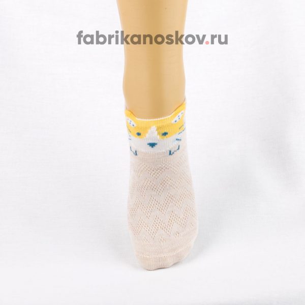 Короткие детские носки с изображением мордочки кота Короткие детские носки с изображением мордочки кота