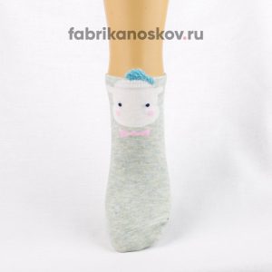 Короткие детские носки с изображением мордочки барашка