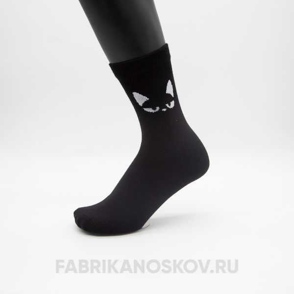 Мужские носки с изображением мордочки злого котика